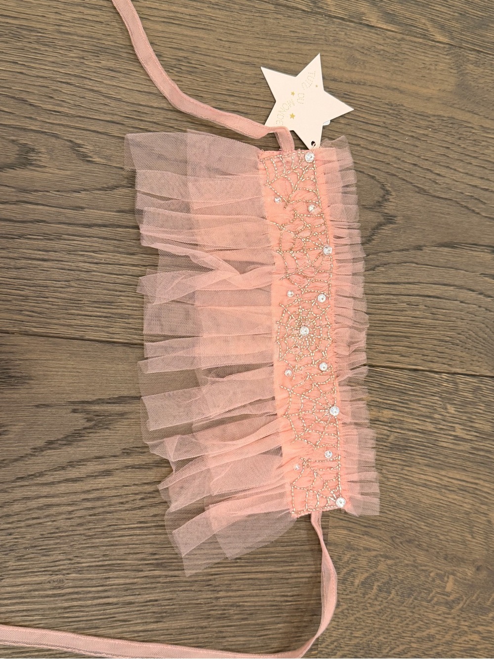 Tutu Du Monde Blush Pink Tulle Ruffle Headband/Choker with Rhinestone Detail